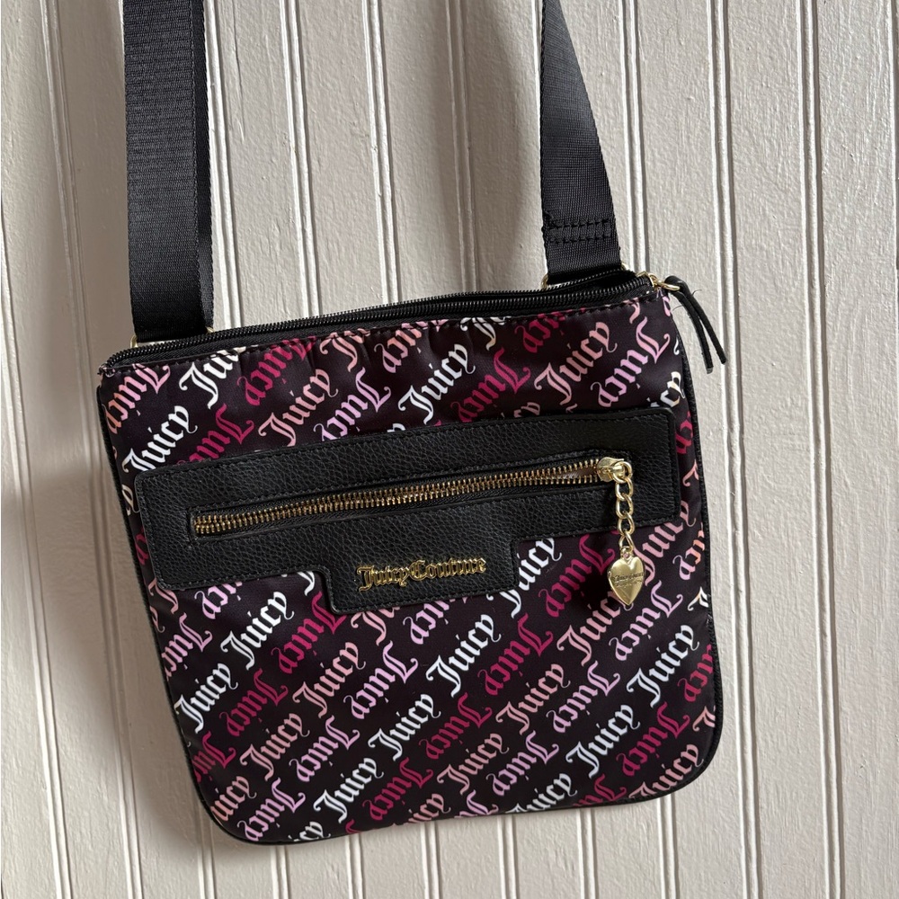 Juicy Couture, Guilty Pleasure - Gothic Logo Pink and Black Cross Body Bag